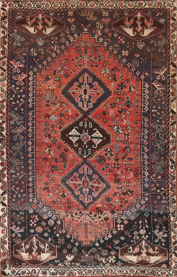 Tribal Vintage Shiraz Persian Area Rug 6x8