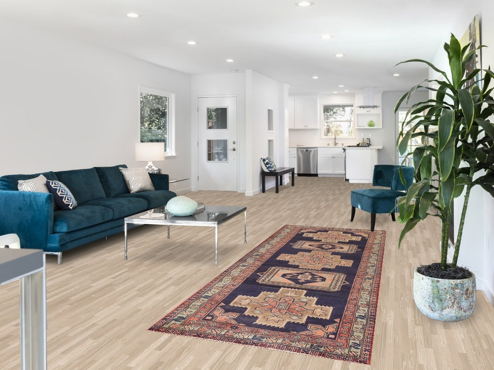 Navy Blue Ardebil Persian Runner Rug 4x10