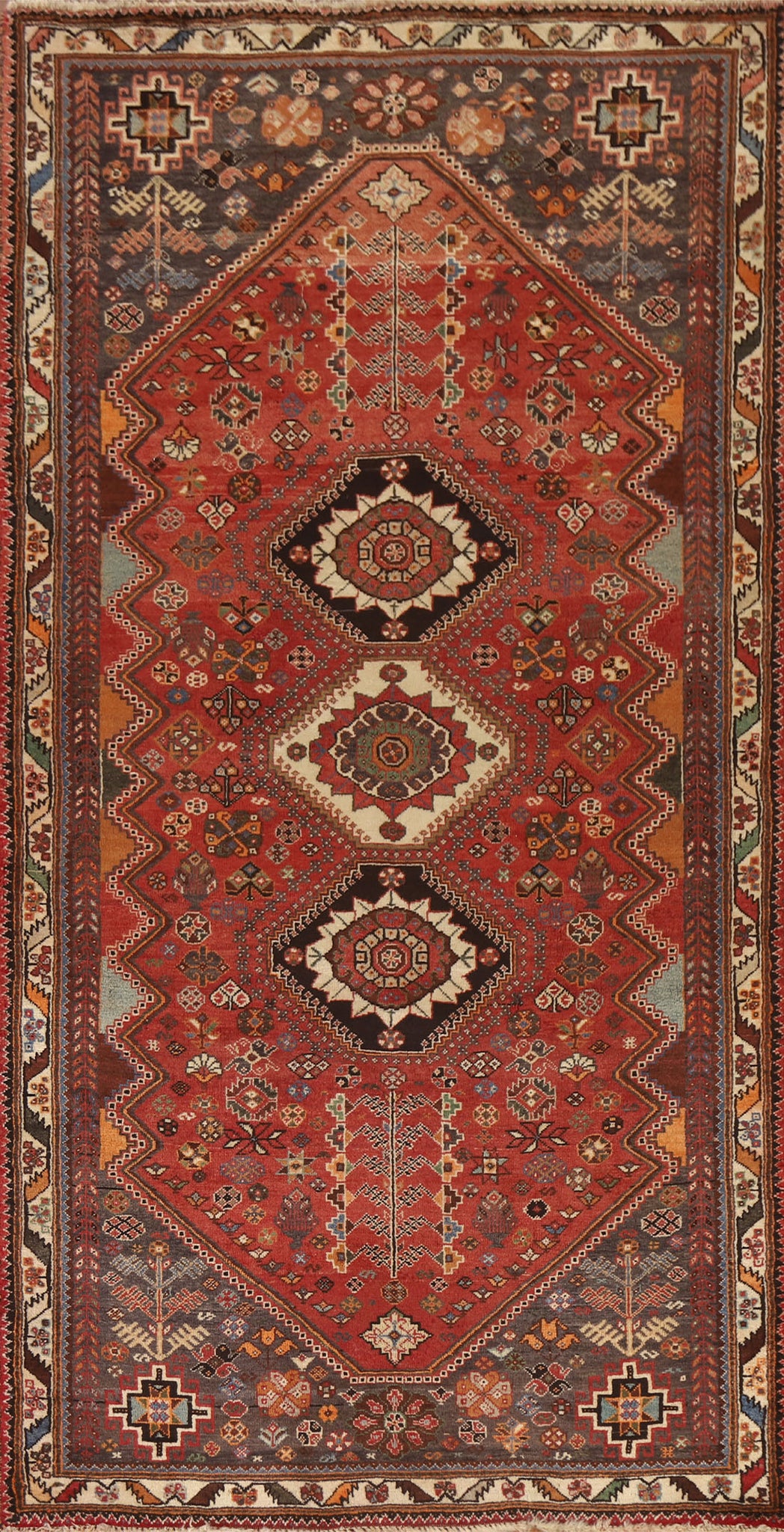 Vegetable Dye Kashkoli Persian Runner Rug 4x9