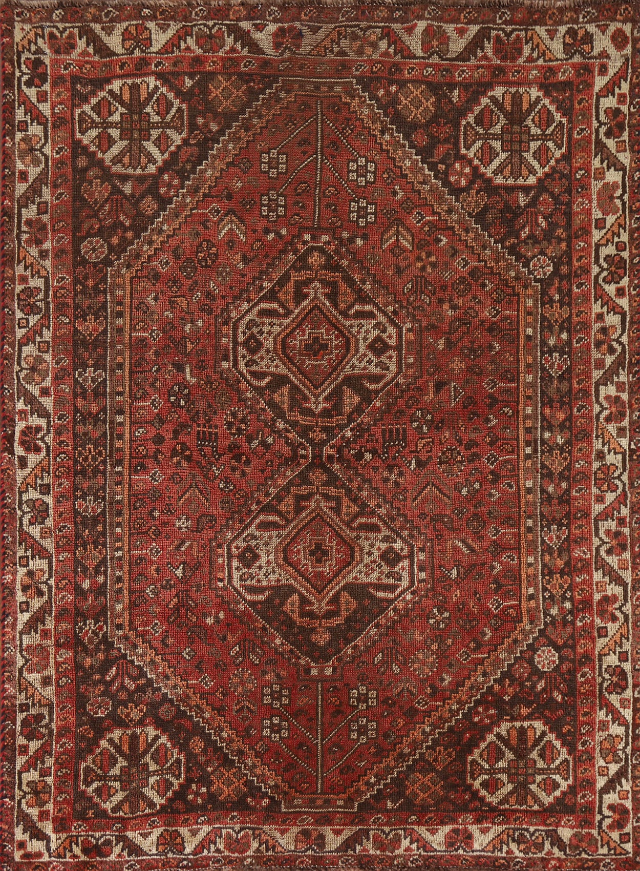 Antique Vegetable Dye Shiraz Persian Rug 5x7