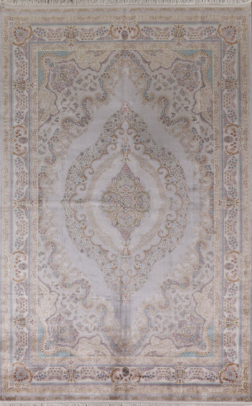 Silver Gray Turkish Qum Living Room Rug 7x10