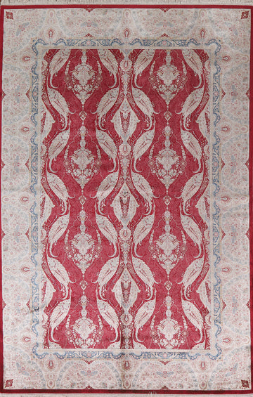 Traditional Silk Qum Living Room Rug 6x9