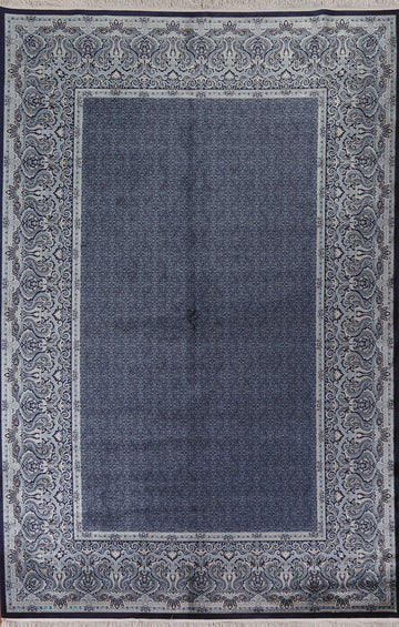 Traditional Blue Qum Turkish Area Rug 6x10