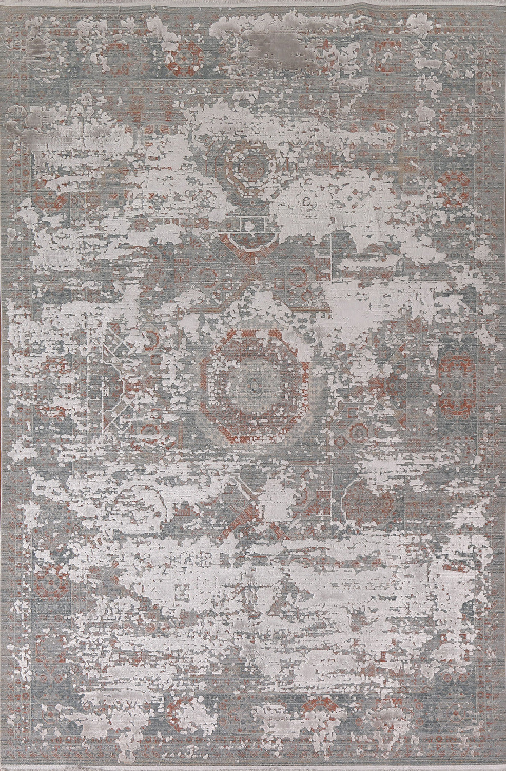 Gray & Ivory Mamluk Carved Area Rug 6x9