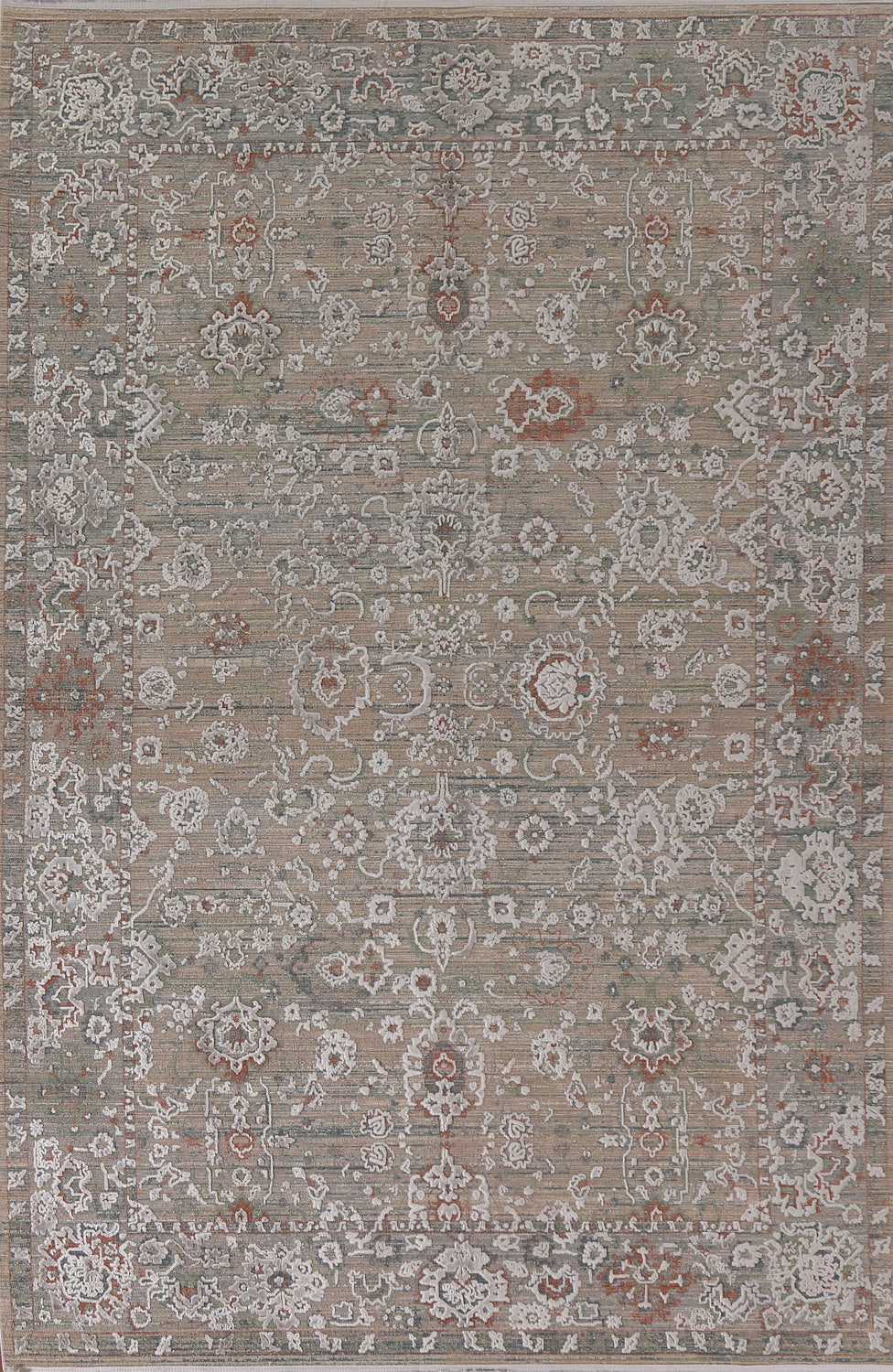 Traditional Floral Tabriz Carved Area Rug 6x9