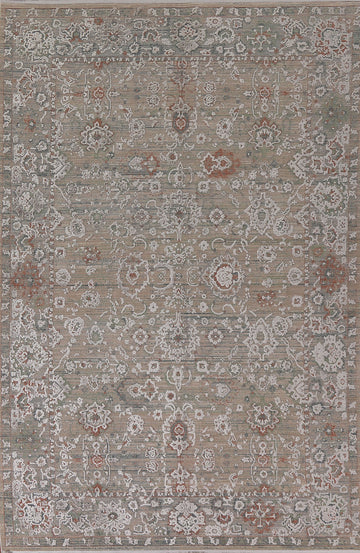 Traditional Floral Tabriz Carved Area Rug 6x9
