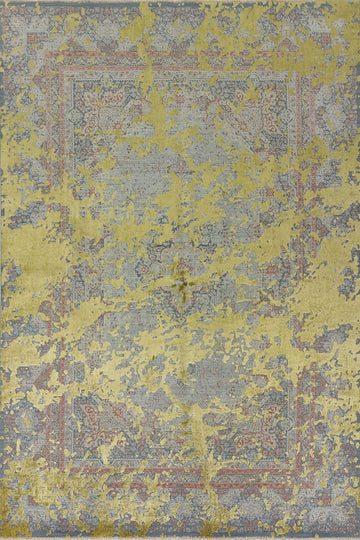 Green Modern Heriz Carved Area Rug 7x10