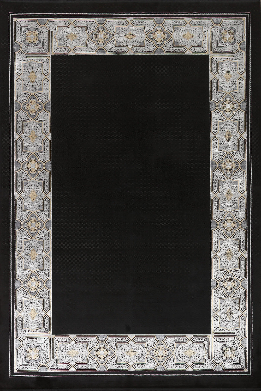 Traditional Black Tabriz Oriental Area Rug 7x10
