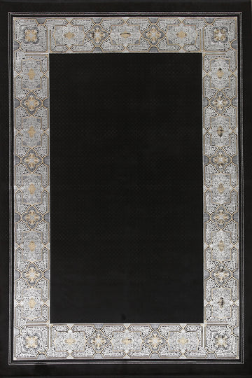 Traditional Black Tabriz Oriental Area Rug 7x10