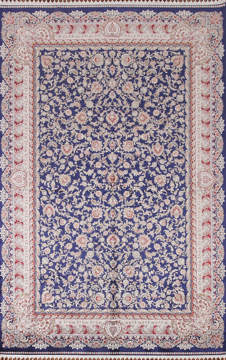 Navy Blue Floral Tabriz Turkish Area Rug 6x10