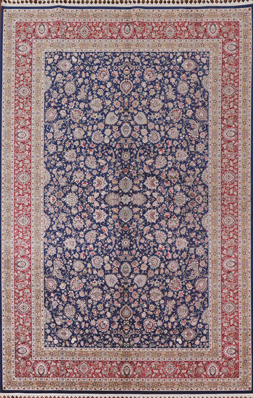 All-Over Floral Blue Tabriz Turkish Area Rug 7x10