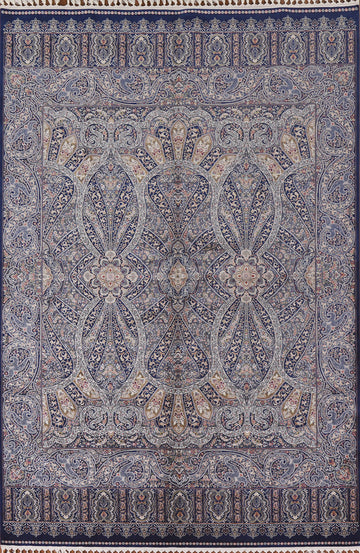Navy Blue Qum Traditional Area Rug 7x10