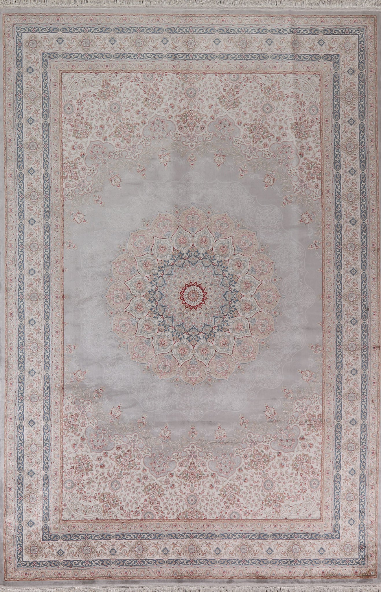 Gray Turkish Tabriz Traditional Area Rug 6x9