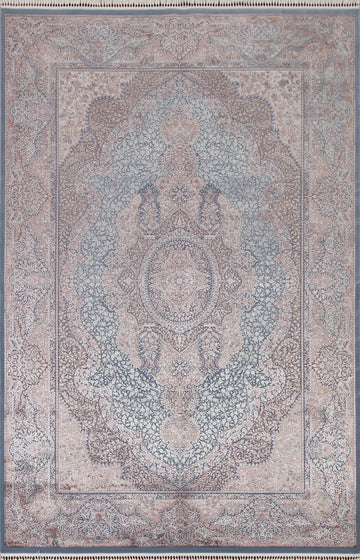 Carved Floral Qum Traditional Area Rug 7x10