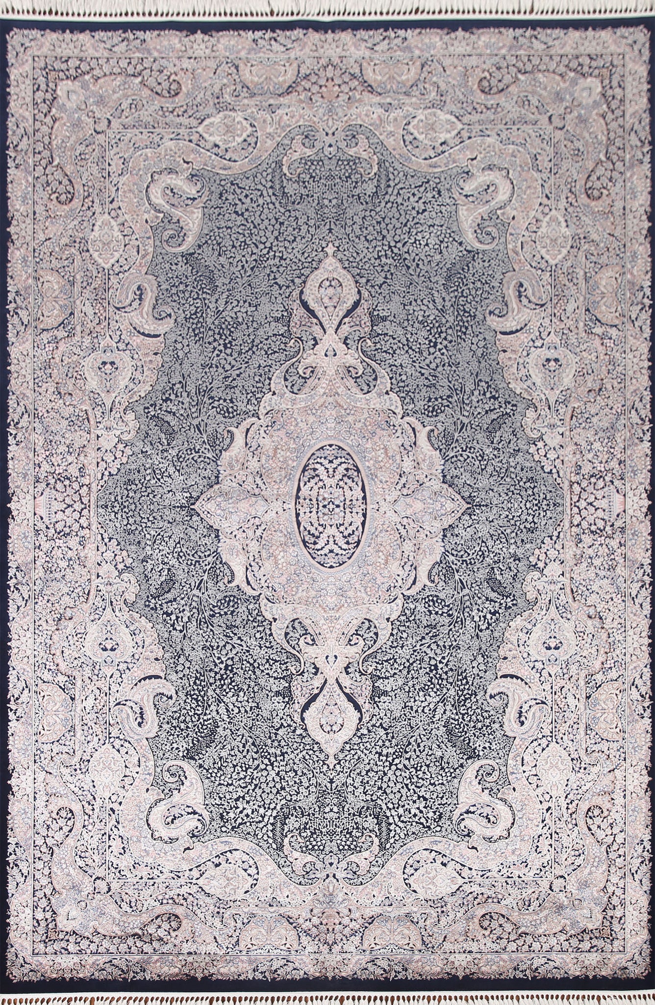 Victorian Style Blue Qum Turkish Area Rug 7x10