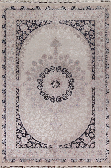 Carved Floral Qum Traditional Area Rug 7x10