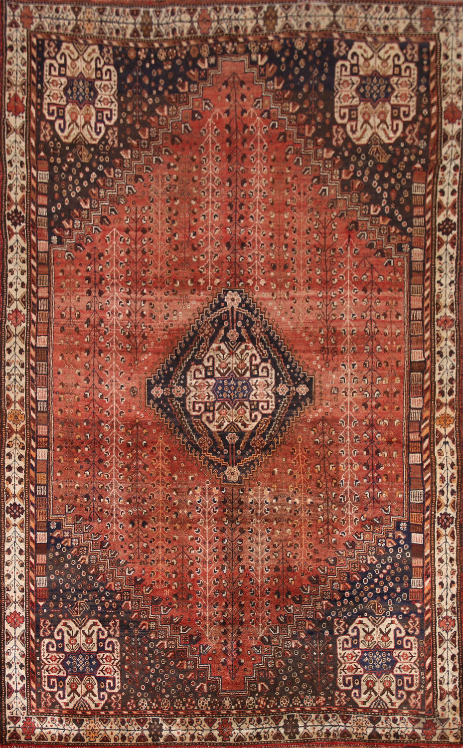 Antique Qashqai Persian Area Rug 5x8