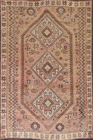 Vintage Wool Qashqai Persian Area Rug 5x8