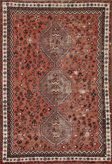 Tribal Qashqai Persian Area Rug 6x9