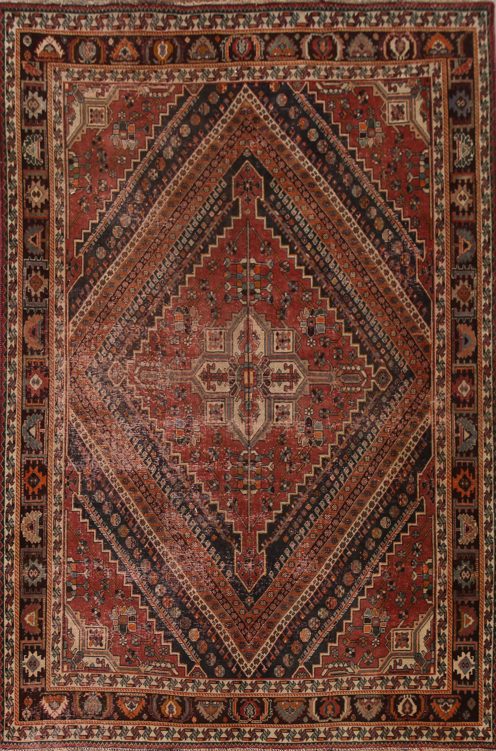 Antique Vegetable Dye Shiraz Persian Area Rug 7x10