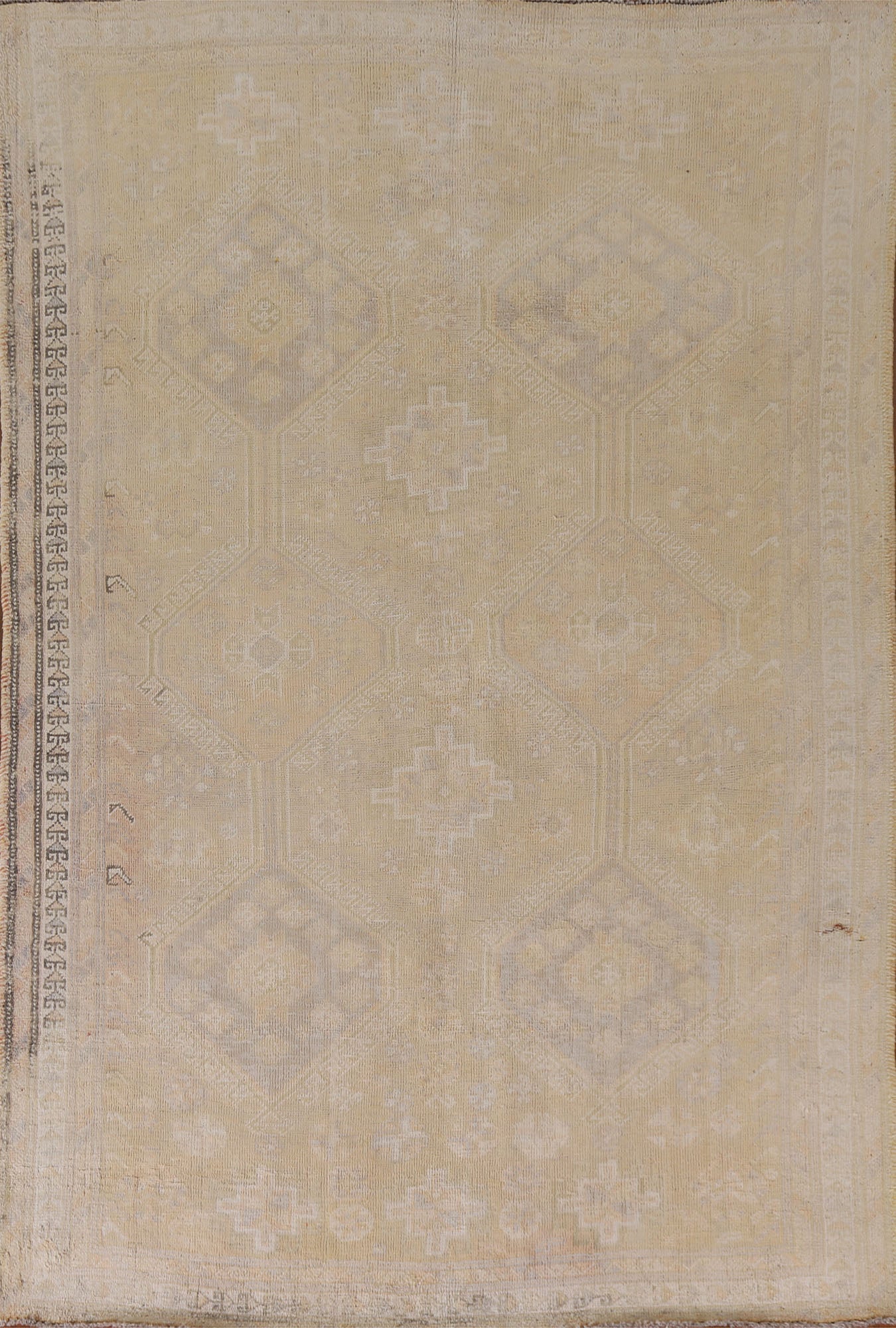 Muted Geometric Qashqai Persian Rug 5x7