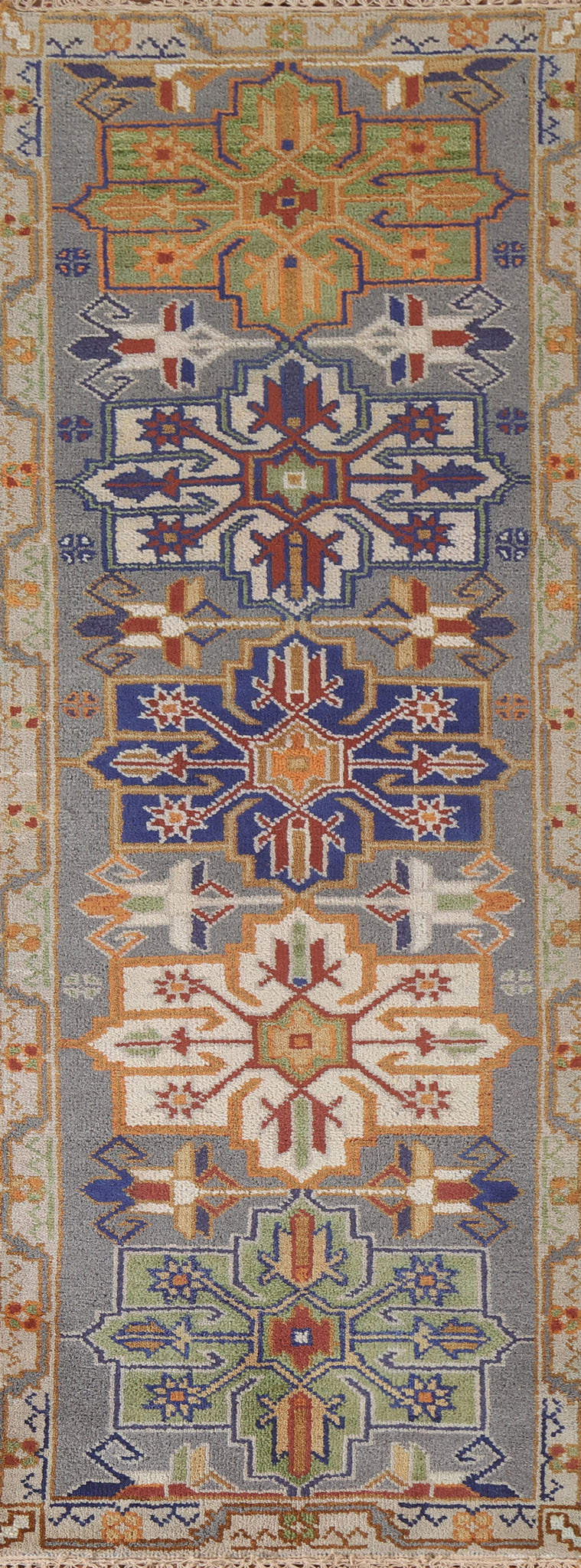 Geometric Heriz Serapi Indian Runner Rug 3x8