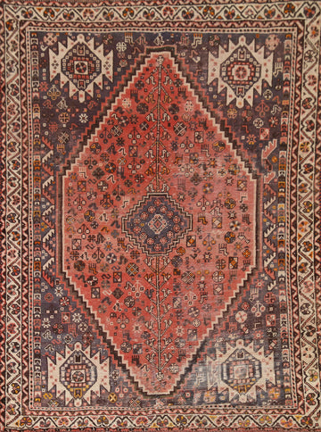 Antique Tribal Shiraz Persian Rug 5x6