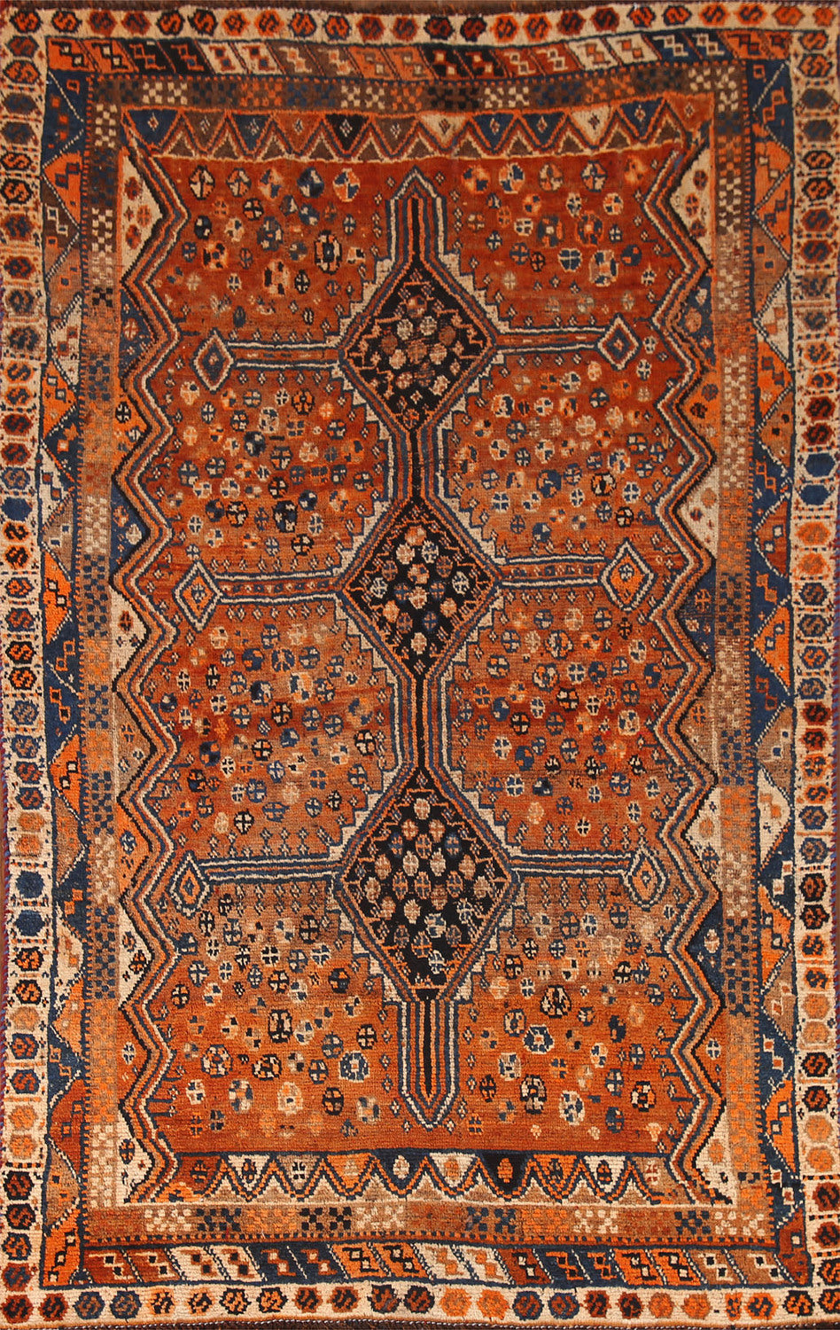 Vegetable Dye Qashqai Persian Rug 4x7