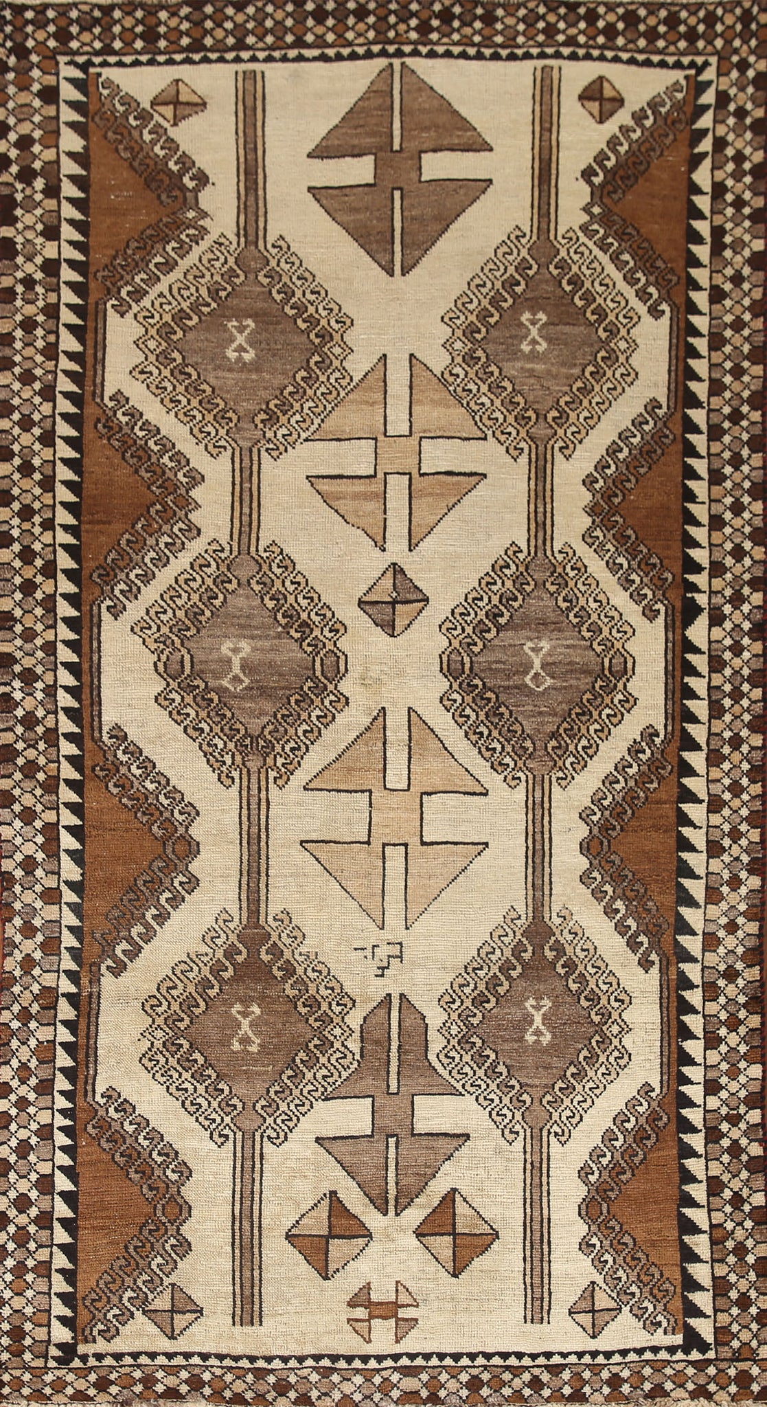 Vintage Geometric Gabbeh Persian Rug 4x8