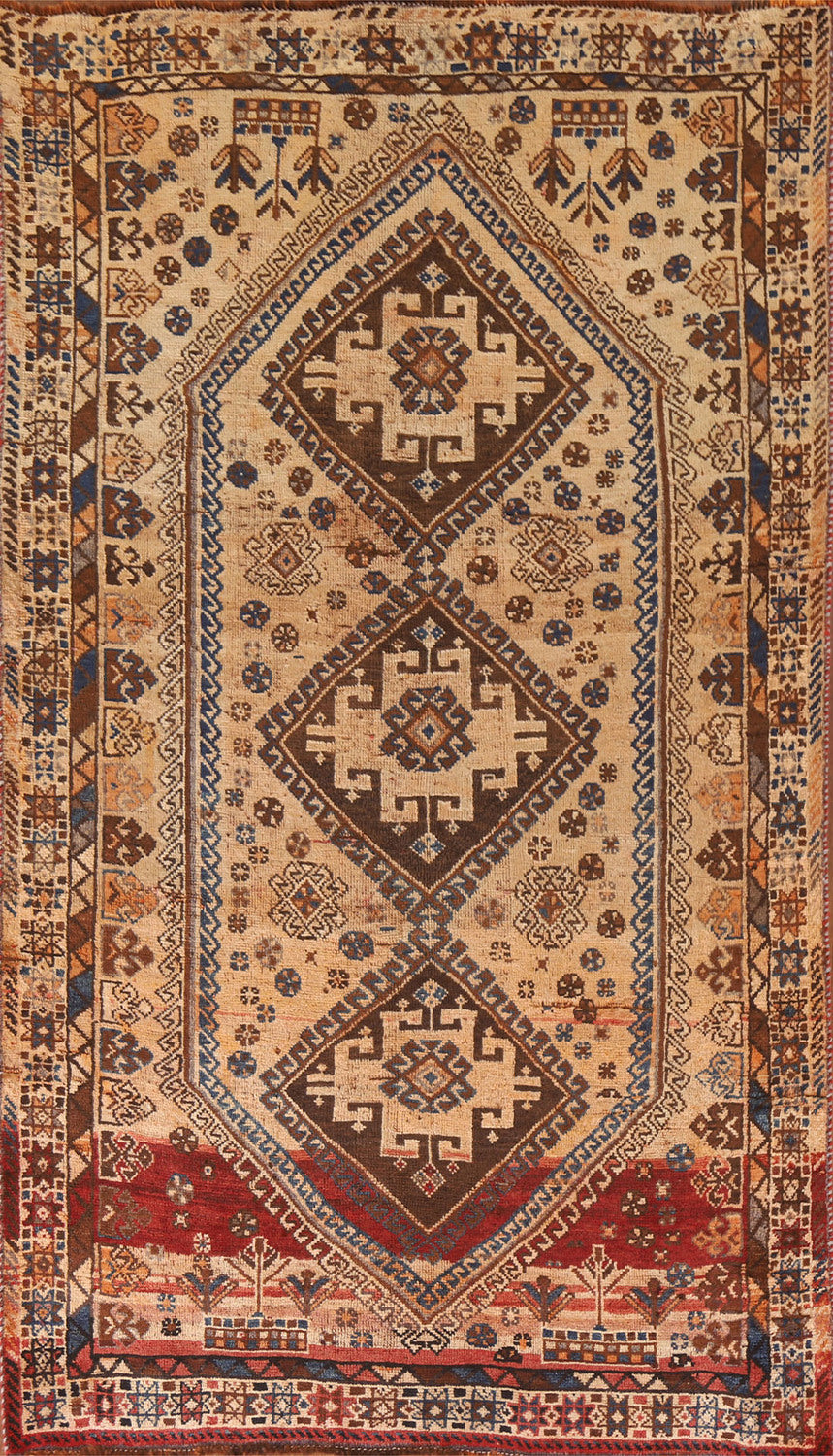 Tribal Geometric Qashqai Persian Area Rug 5x8