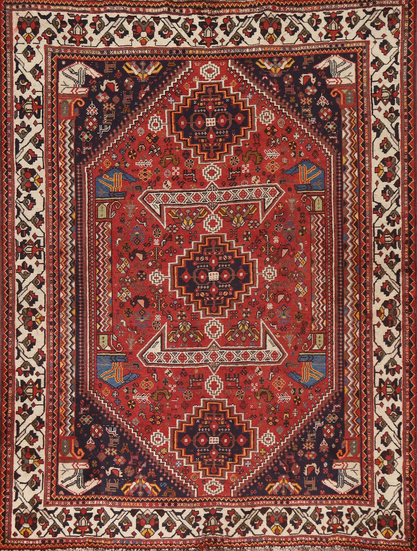 Tribal Geometric Abadeh Persian Rug 5x7