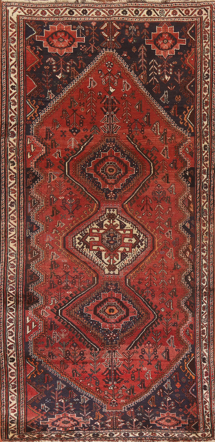 Tribal Wool Qashqai Persian Runner Rug 4x9
