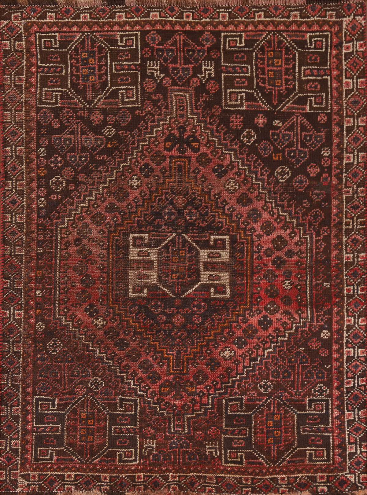 Antique Wool Qashqai Persian Rug 4x6