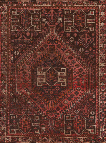 Antique Wool Qashqai Persian Rug 4x6