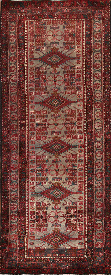 Geometric Heriz Persian Runner Rug 4x11