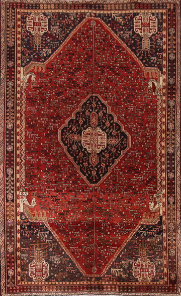 Red Wool Shiraz Persian Area Rug 5x9