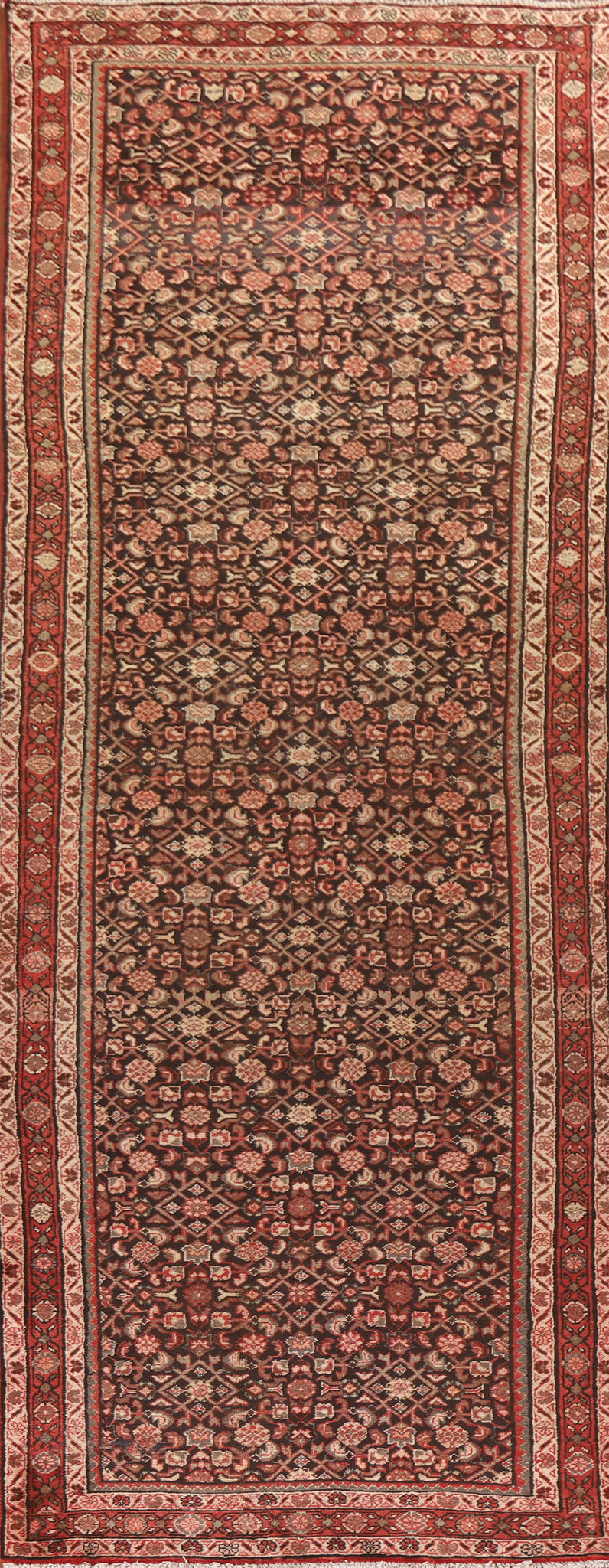 Vegetable Dye Hamedan Persian Runner Rug 4x14