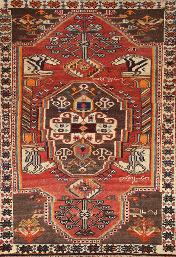 Vintage Wool Shiraz Persian Rug 4x6
