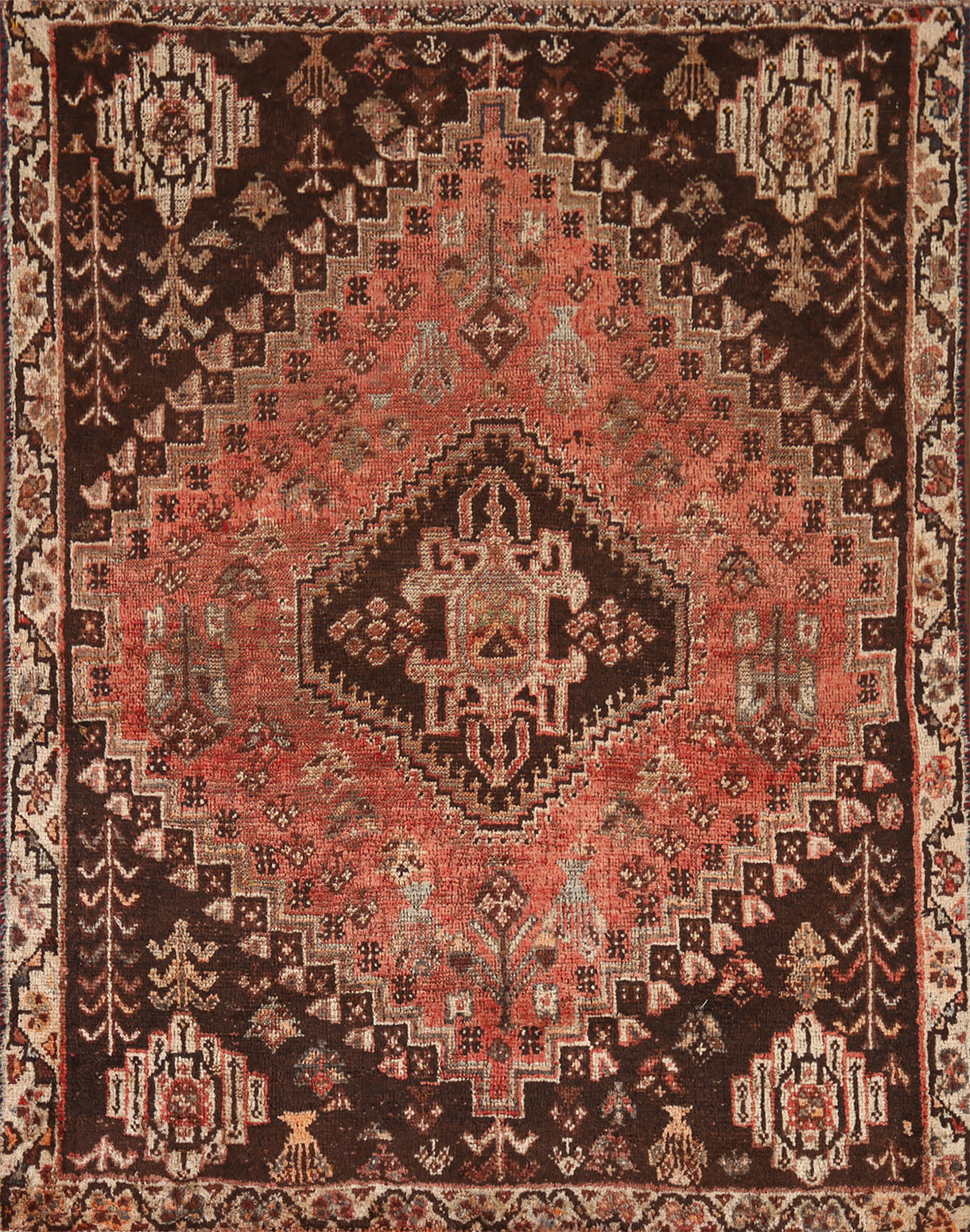 Antique Qashqai Persian Rug 4x5