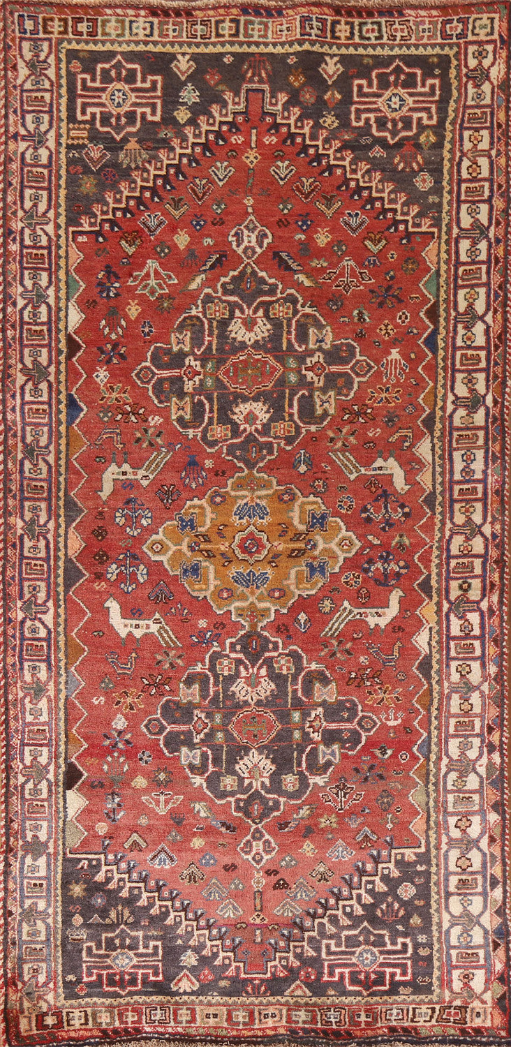 Animal Pictorial Shiraz Persian Runner Rug 4x9
