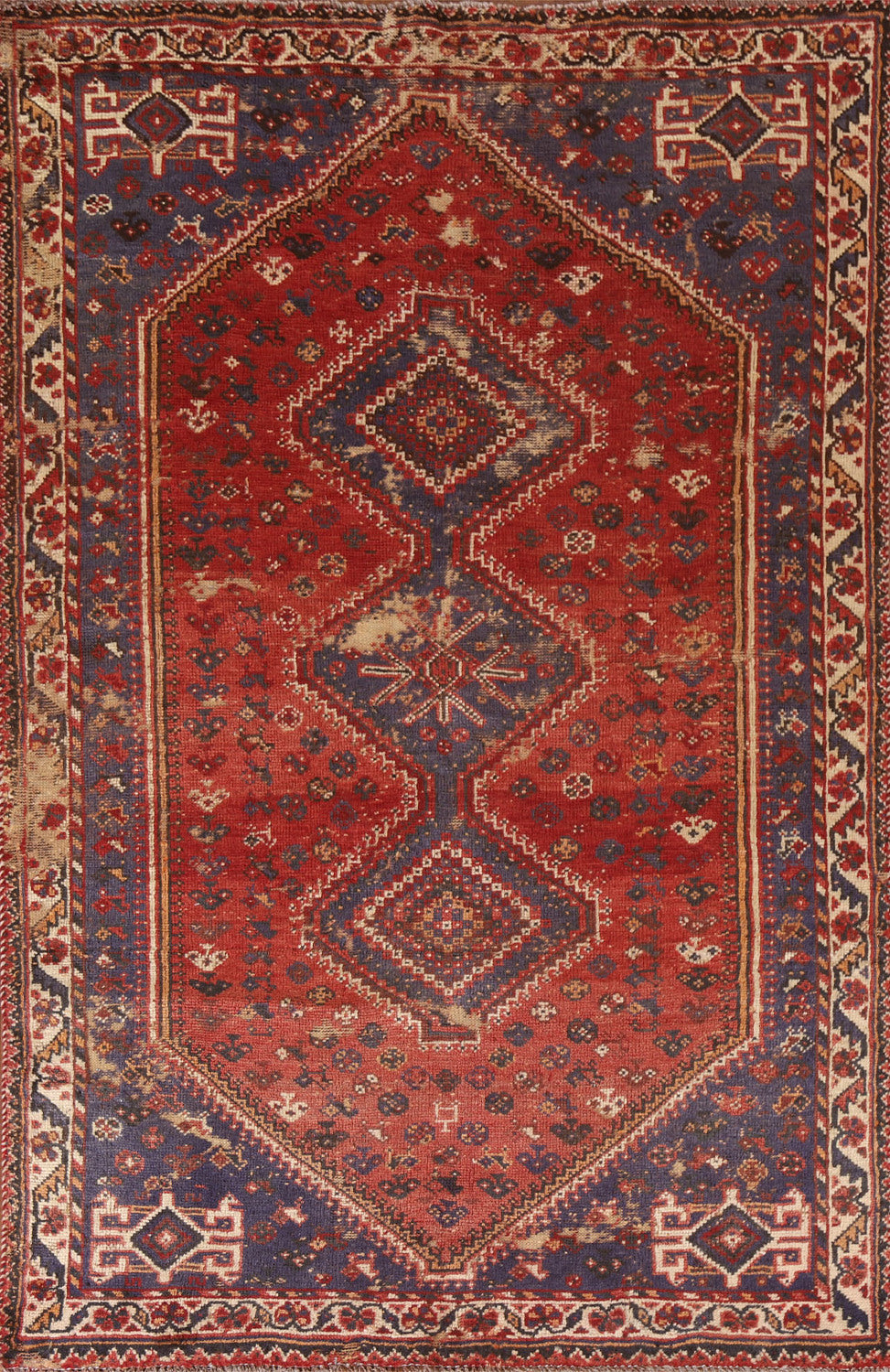 Vintage Wool Qashqai Persian Area Rug 5x8