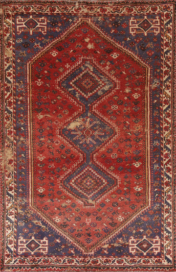 Vintage Wool Qashqai Persian Area Rug 5x8