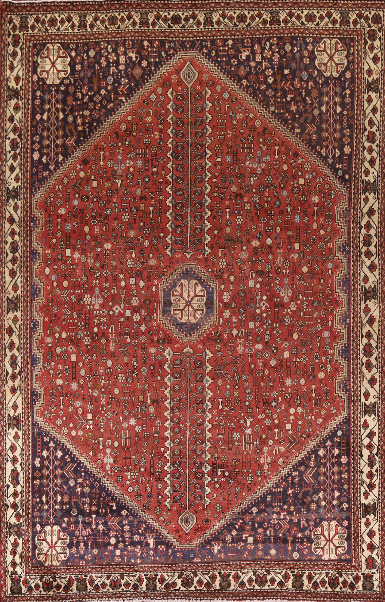 Tribal Geometric Abadeh Persian Area Rug 7x10
