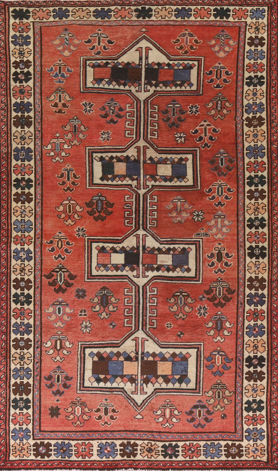 Vintage Wool Bakhtiari Persian Area Rug 5x9