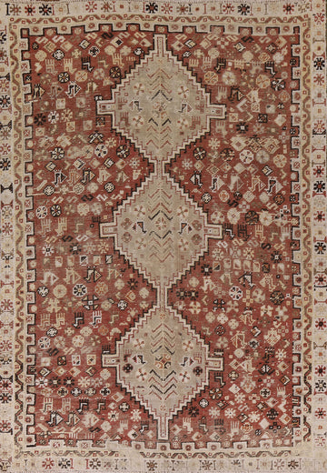 Tribal Geometric Qashqai Persian Area Rug 6x9