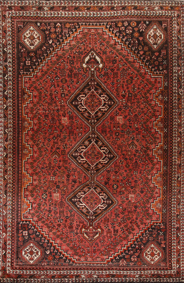 Vintage Wool Qashqai Persian Area Rug 7x10