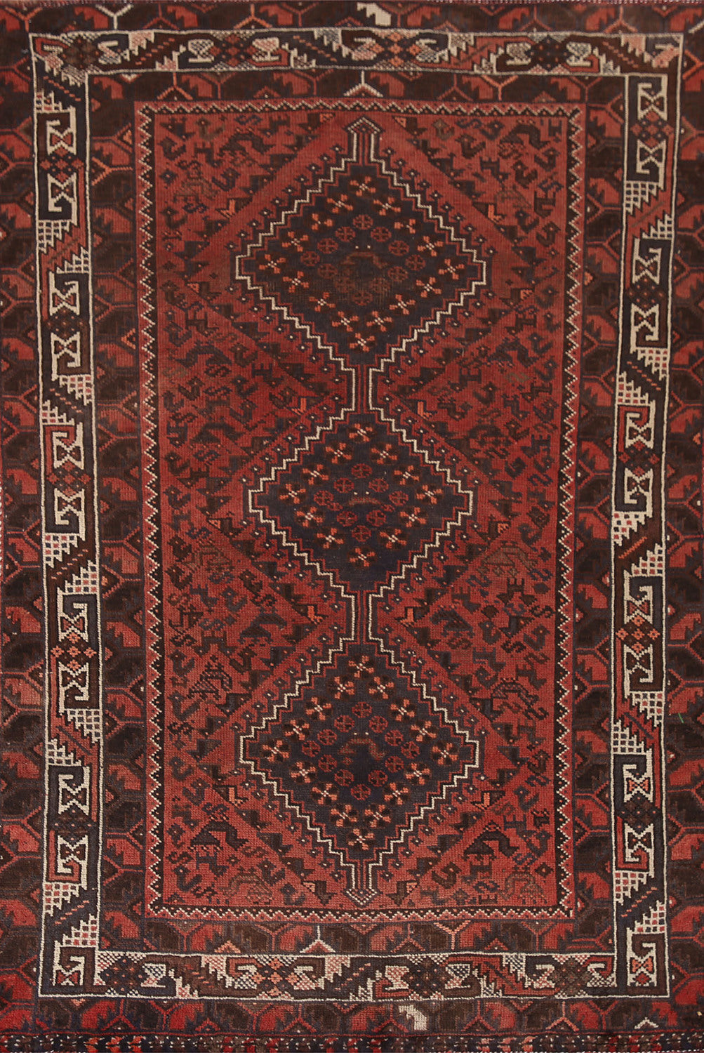 Vintage Wool Qashqai Persian Rug 4x7