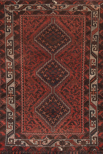 Vintage Wool Qashqai Persian Rug 4x7