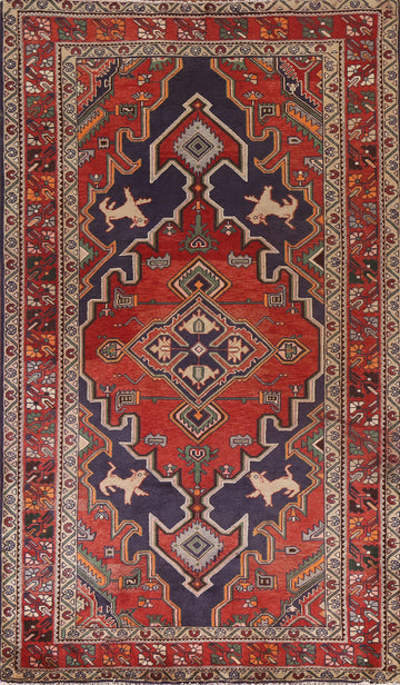 Vintage Red & Blue Kashkoli Persian Rug 5x10