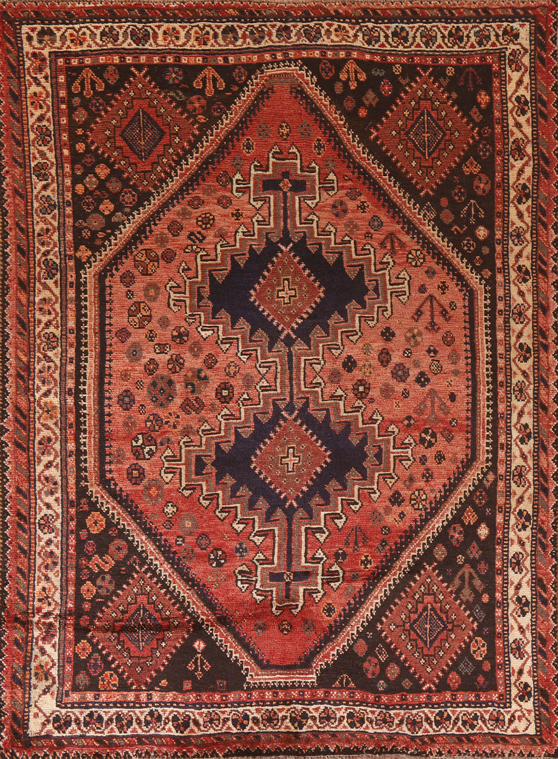 Tribal Wool Qashqai Persian Area Rug 5x8
